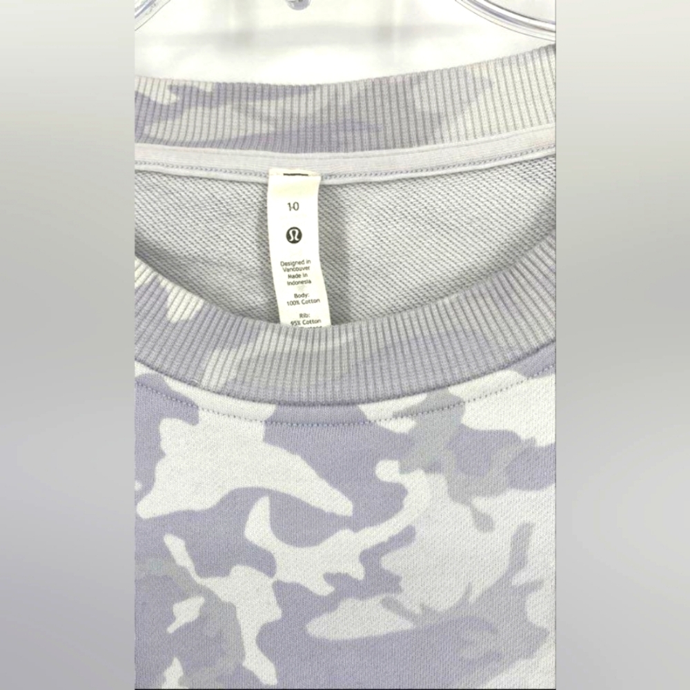 Lululemon Perfectly Oversized Crew Gray White Camouflage Sweatshirt Pullover 10 - Picture 8 of 8